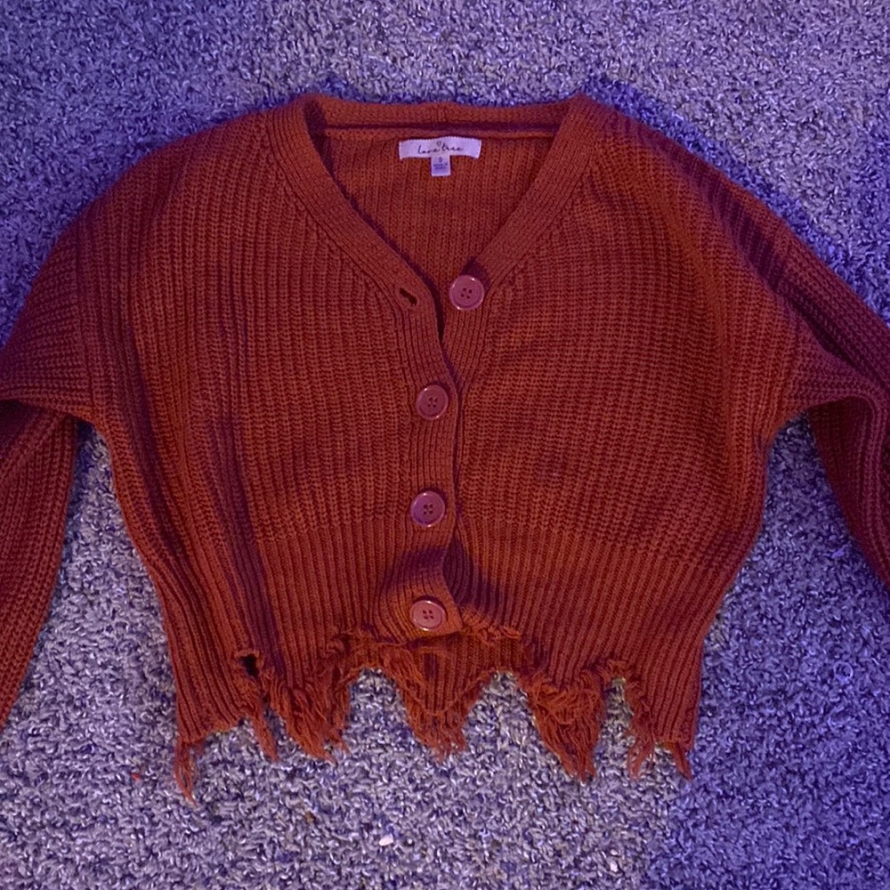 burnt orange distress sweater